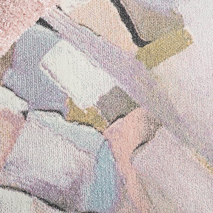 SAFAVIEH Porcello Collection Area Rug - 4' x 6', Blue & Pink, Modern Abstract Pattern, Non-Shedding & Easy Care, Ideal for Living Room, Foyer, Bedroom (PRL6937J-4)