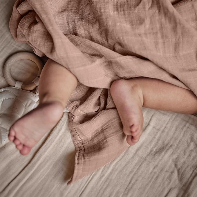 Baby Swaddle – Organic Cotton Muslin Baby Swaddles for Newborns Baby Girls 47” x 47” (Blush)