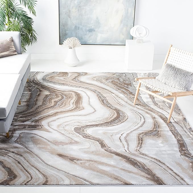 SAFAVIEH Craft Collection X-Large Area Rug - 11' x 15', Gold & Grey, Modern Abstract Design, Non-Shedding & Easy Care, Ideal for High Traffic Areas in Living Room, Bedroom (CFT819D)
