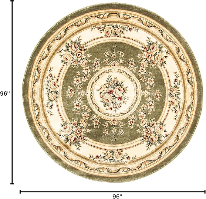 SAFAVIEH Lyndhurst Collection 8' Round Sage / Ivory LNH218B Traditional European Medallion Non-Shedding Dining Room Entryway Foyer Living Room Bedroom Area Rug
