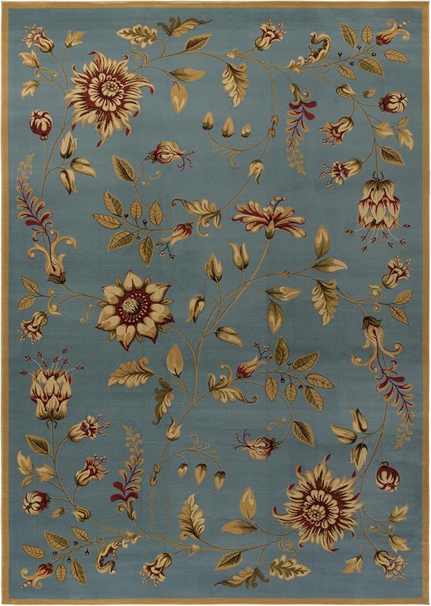 SAFAVIEH Lyndhurst Collection Area Rug - 8' x 11', Blue & Multi, Traditional Floral Design, Non-Shedding & Easy Care, Ideal for High Traffic Areas in Living Room, Bedroom (LNH552-6591)