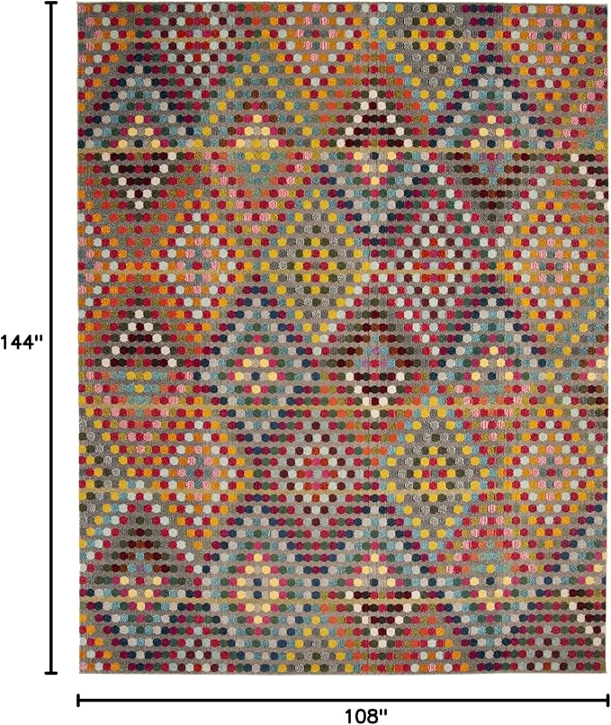 SAFAVIEH Monaco Collection Area Rug - 9' x 12', Multi & Beige, Boho Diamond Design, Non-Shedding & Easy Care, Ideal for High Traffic Areas in Living Room, Bedroom (MNC204F)