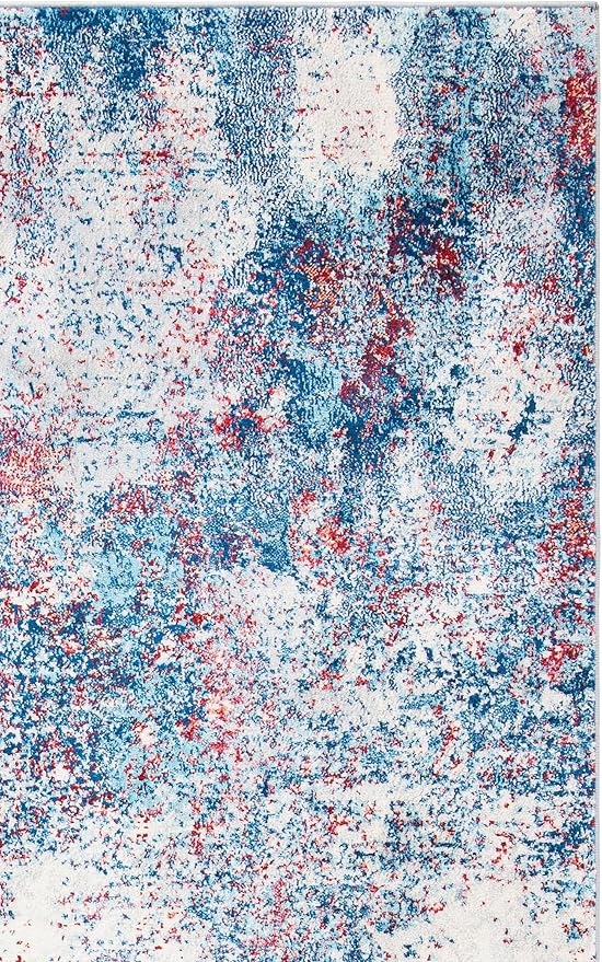 SAFAVIEH Brentwood Collection X-Large Area Rug - 11' x 15', Navy & Red, Modern Abstract Design, Non-Shedding & Easy Care, Ideal for High Traffic Areas in Living Room, Bedroom (BNT822N)