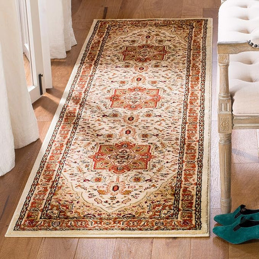 SAFAVIEH Lyndhurst Collection Runner Rug - 2'3" x 18', Ivory & Rust, Traditional Oriental Design, Non-Shedding & Easy Care, Ideal for High Traffic Areas in Living Room, Bedroom (LNH330R)