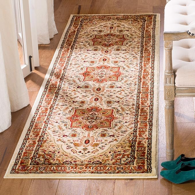 SAFAVIEH Lyndhurst Collection Runner Rug - 2'3" x 8', Ivory & Rust, Traditional Oriental Design, Non-Shedding & Easy Care, Ideal for High Traffic Areas in Living Room, Bedroom (LNH330R)