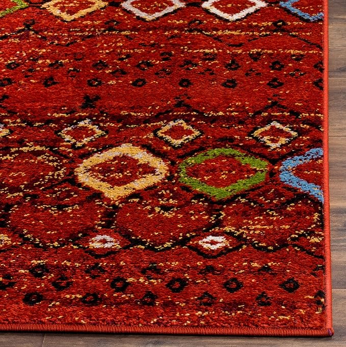 SAFAVIEH Amsterdam Collection Accent Rug - 3' x 5', Terracotta & Multi, Moroccan Boho Design, Non-Shedding & Easy Care, Ideal for High Traffic Areas in Entryway, Living Room, Bedroom (AMS108D)
