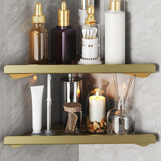Corner Shower Shelves, 2-Tier Triangle Gold Shower Candy, 304 Stainless Steel Corner Shelf Will not Rust, Wall Mounted Caddy Shelves Easy to Install,Bathroom Storage Shelf for Toilet