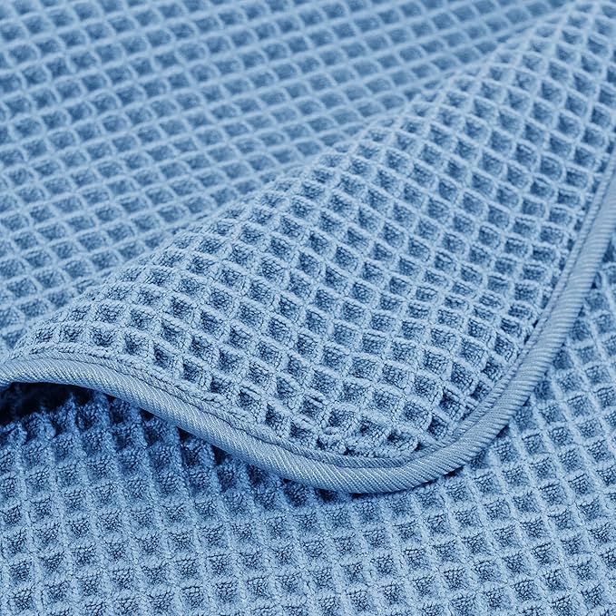 430 GSM Microfiber Oversize Quick Dry Lint Free Bath Towel, 60 x 30 in, 4 Pack (Waffle Weave)