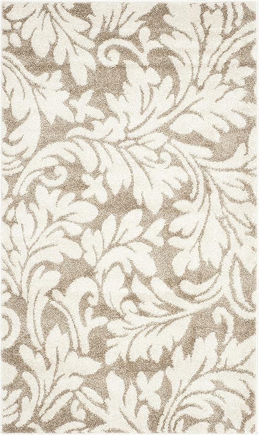 SAFAVIEH Amherst Collection Accent Rug - 3' x 5', Wheat & Beige, Floral Design, Non-Shedding & Easy Care, Ideal for High Traffic Areas in Entryway, Living Room, Bedroom (AMT425S)