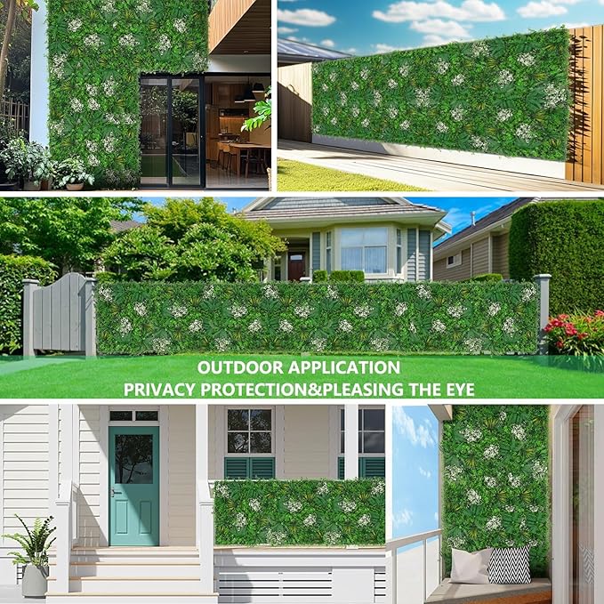 20"X20" Artificial Grass Wall, 8PCS Boxwood Panels UV-Protected Faux Grass Backdrop Wall,Greenery Privacy Hedge Screen for Outdoor Garden Patio, Indoor Party Balcony Fence Decor