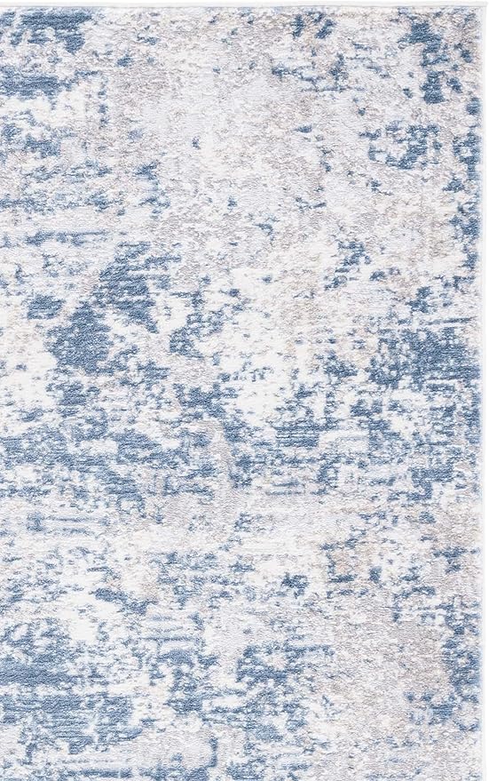 SAFAVIEH Amelia Collection Area Rug - 6'7" Square, Dark Blue & Grey, Modern Abstract Design, Non-Shedding & Easy Care, Ideal for High Traffic Areas in Living Room, Bedroom, Dining (ALA705M-7SQ)