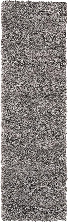 SAFAVIEH August Shag Collection Runner Rug - 2' x 7', Grey, Solid Design, Non-Shedding & Easy Care, 1.5-inch Thick Ideal for High Traffic Areas in Living Room, Bedroom (AUG200F)