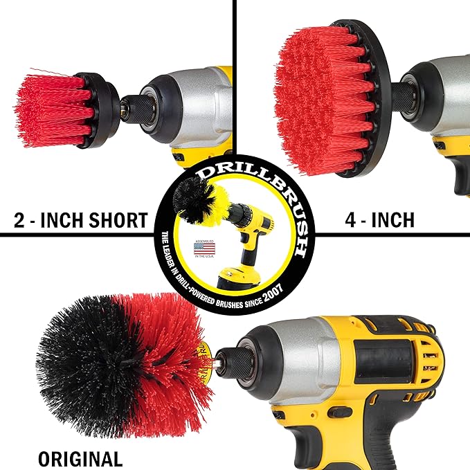 Drill Brush – Drill Brush Power Scrubber - Drill Brush Attachment for Cleaning - Power Scrubber Drill Brush - Nylon Drill Brush - Grout Drill Brush - Drill Scrubber Attachment - Drill Brush Set