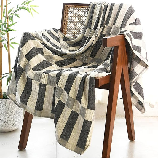 Folkulture Throw Blanket for Couch 50" x 60", 100% Recycled Cotton Blanket and Throws for Chair, Soft Throw Blanket for Bed or Bed Throws for Sofa, Boho
