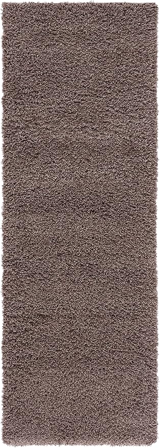 SAFAVIEH Santa Monica Shag Collection 2'3" x 11' Taupe SGN725 Solid Non-Shedding Living Room Bedroom Dining Room Entryway Plush 2-inch Thick Runner Rug
