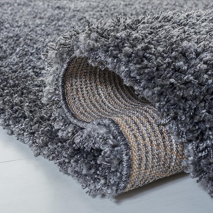 SAFAVIEH Santa Monica Shag Collection 9' x 12' Dark Grey SGN725 Solid Non-Shedding Living Room Bedroom Dining Room Entryway Plush 2-inch Thick Area Rug