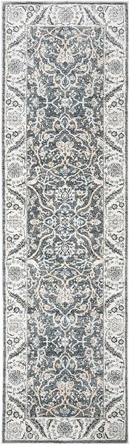 SAFAVIEH Isabella Collection Runner Rug - 2'2" x 11', Grey & Dark Grey, Oriental Design, Non-Shedding & Easy Care, Ideal for High Traffic Areas in Living Room, Bedroom (ISA912H)