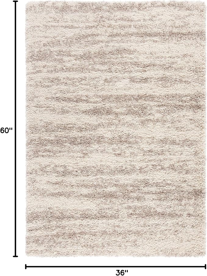 SAFAVIEH Hudson Shag Collection Accent Rug - 3' x 5', Ivory & Beige, Modern Design, Non-Shedding & Easy Care, 2-inch Thick Ideal for High Traffic Areas in Entryway, Living Room, Bedroom (SGH206B)