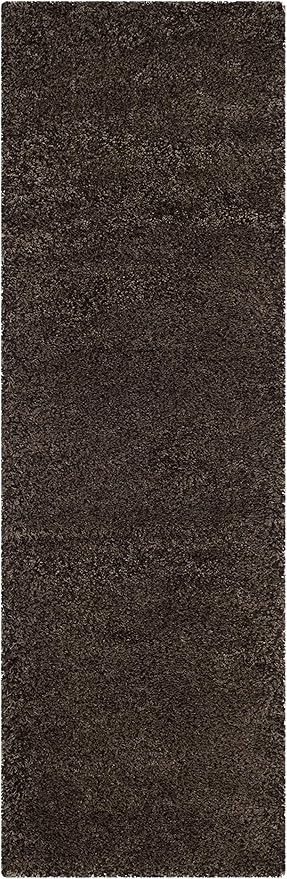 SAFAVIEH Santa Monica Shag Collection 2'3" x 11' Mushroom SGN725 Solid Non-Shedding Living Room Bedroom Dining Room Entryway Plush 2-inch Thick Runner Rug