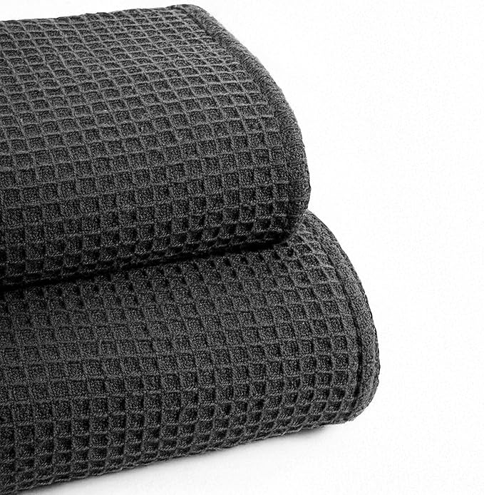 Bed & Bath Home Premium 100% Cotton Waffle Weave Blanket Twin Size – Soft Breathable Lightweight Comfort, Natural All-Season Bed Blanket, Easy-Care Bedspread for Bed & Couch (Grey)