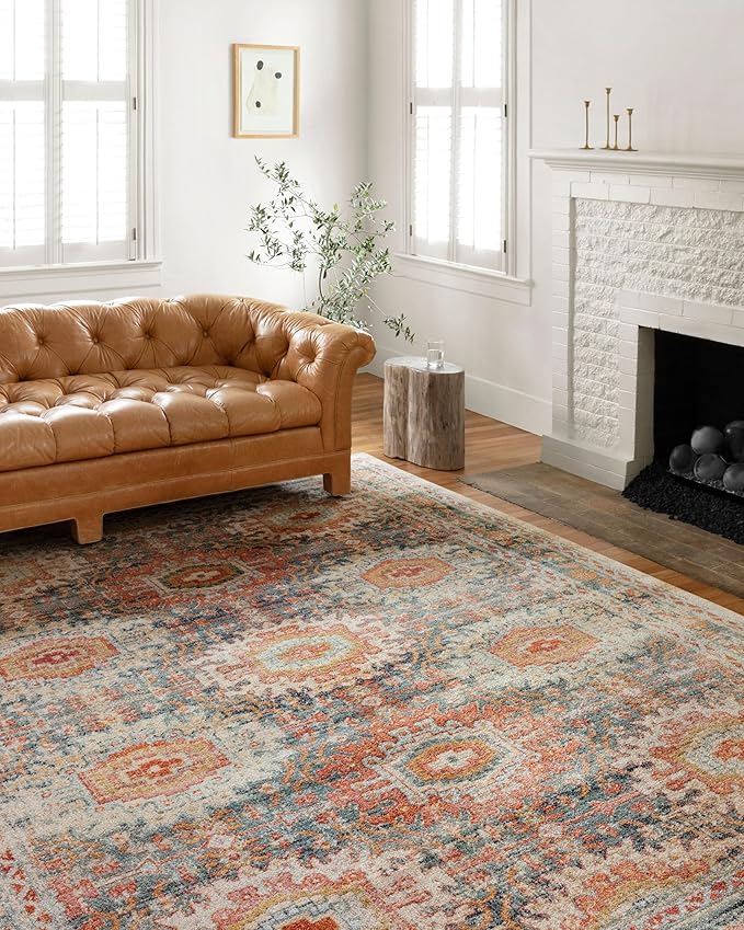 Loloi Jocelyn Collection JOC-03 Mist/Multi 5'-5" x 7'-6" .38" Thick Area Rug