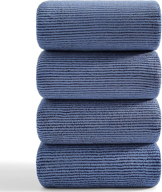 4 Piece Bath Towel Set 35"x70"Oversized Bath Towel for Bathroom Ultra Soft Fluffy Extra Large Bath Sheet Luxury Premium Bathroom Towel Highly Absorbent Quick Dry Shower Towel for Hotel Spa,Navy Blue