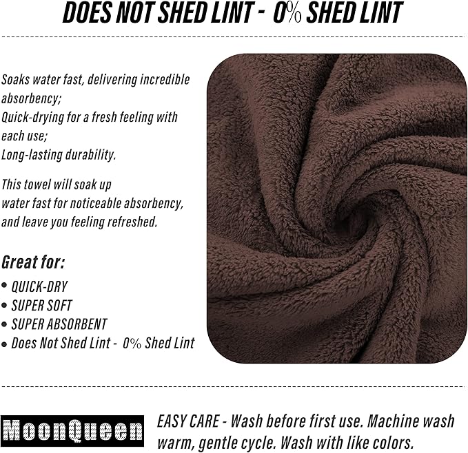 18 Pack Premium Hand Towels - Quick Drying - Microfiber Coral Velvet Highly Absorbent Towels - Multipurpose Use as Hotel, Bathroom, Shower, Spa, Hand Towel 16 x 28 inches (Wood Brown)