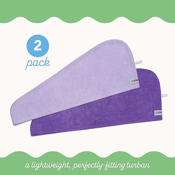Turbie Twist 4-Pack Microfiber Hair Towel for Beauty, Travel, Gifting - Hair Wrap Turban for Straight, Wavy & Curly Hair - Premium Personal Care - Dark Purple & Light Purple