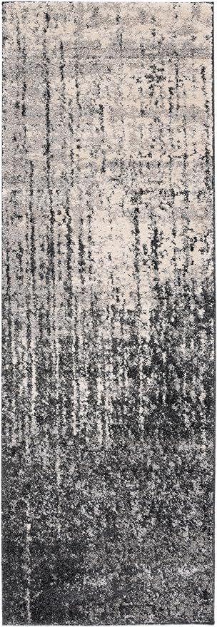 SAFAVIEH Retro Collection Runner Rug - 2'3" x 8', Black & Light Grey, Modern Abstract Design, Non-Shedding & Easy Care, Ideal for High Traffic Areas in Living Room, Bedroom (RET2770-9079)