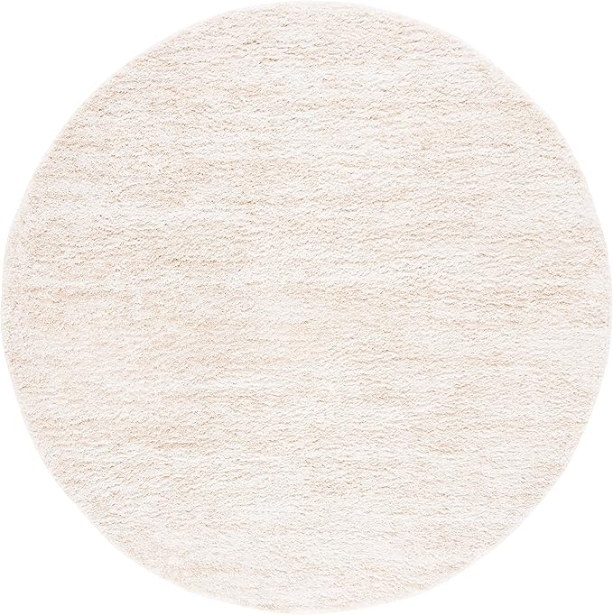 SAFAVIEH Berber Shag Collection Area Rug - 5'1" Round, Ivory & Beige, Modern Design, Non-Shedding & Easy Care, 1.2-inch Thick, Ideal for The Living Room, Bedroom, Dining Room (BER563A-5R)