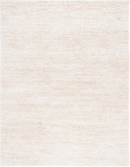 SAFAVIEH 11x15 Area Rug - Berber Shag Collection - Large - Ivory & Beige, Plush Thick Pile, Ideal for Living Room, Bedroom, Dining Space (BER563G)
