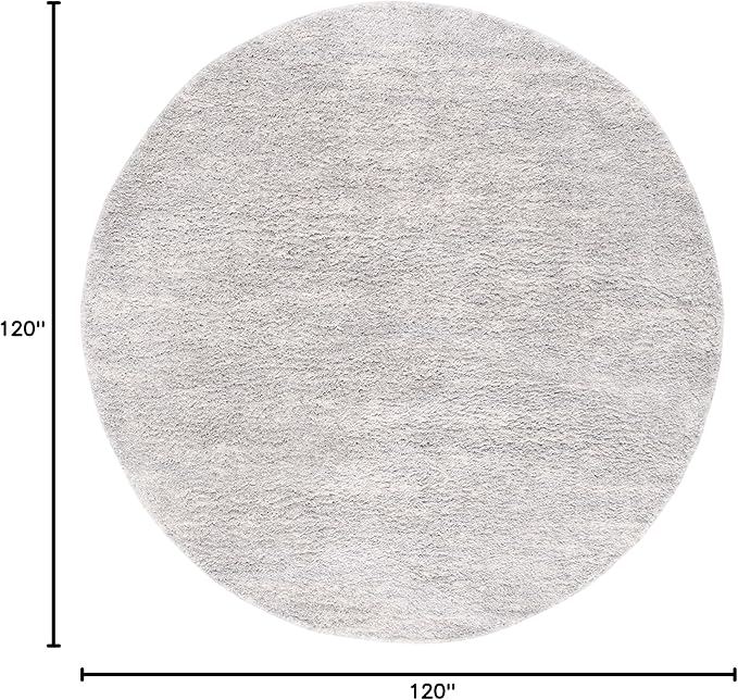 SAFAVIEH Area Rug 10' Round - Berber Shag Collection - Large - Grey & Ivory, Non-Shedding & Easy to Clean, Plush Thick Pile, Ideal for Living Room, Bedroom, Dining Space (BER563G)