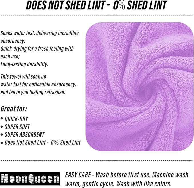 18 Pack Premium Hand Towels - Quick Drying - Microfiber Coral Velvet Highly Absorbent Towels - Multipurpose Use as Hotel, Bathroom, Shower, Spa, Hand Towel 16 x 28 inches (Purple)