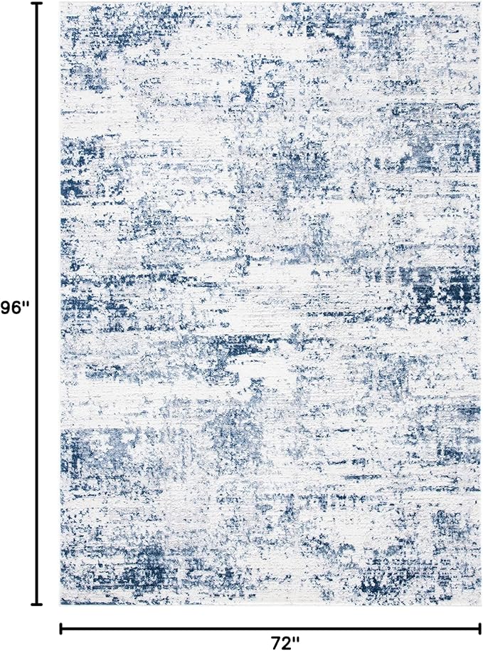 SAFAVIEH Area Rug 6x8 - Amelia Collection - Ivory & Navy, Modern Abstract Design, Non-Shedding & Easy Cleaning, Ideal for Living Room, Bedroom, Dining Space (ALA700B)