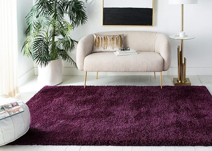 SAFAVIEH Santa Monica Shag Collection 9' x 12' Purple SGN725 Solid Non-Shedding Living Room Bedroom Dining Room Entryway Plush 2-inch Thick Area Rug
