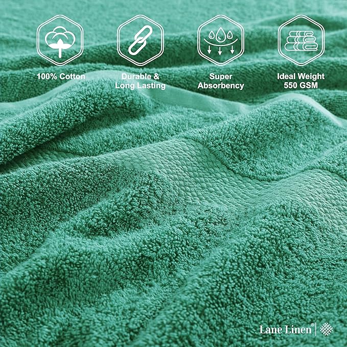LANE LINEN 100% Cotton Bathroom Towels - 18 Piece Set - Super Soft, Quick Dry & Absorbent - 4 Bath, 8 Washcloths, 6 Hand Towels for Bathroom - Hotel Quality & Suitable for Family