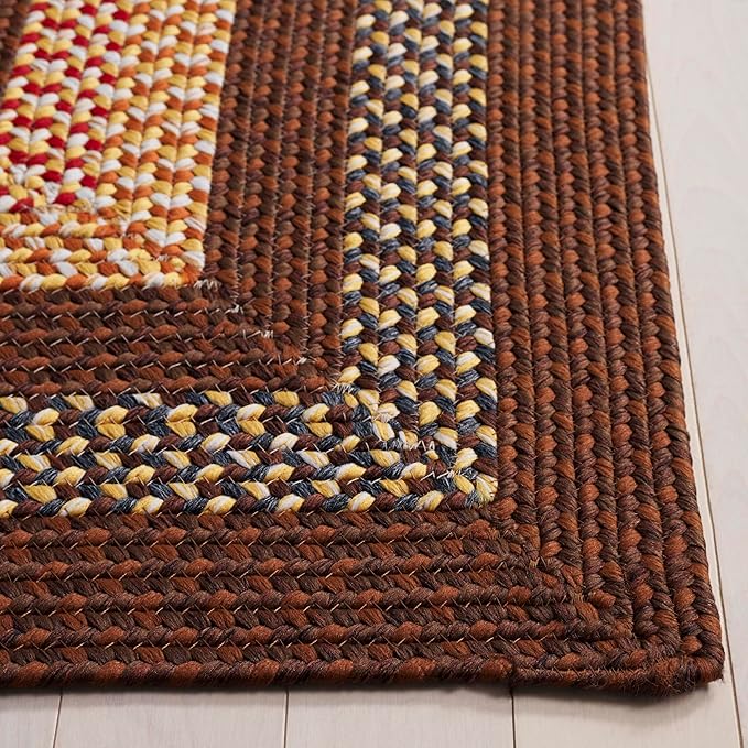 SAFAVIEH Washable Rug Outdoor Braided Collection - 4' x 6', Brown & Light Brown, Handmade & Reversible, Non-Shedding & Easy to Clean, Ideal for Patio, Backyard, Mudroom (BRD313T)
