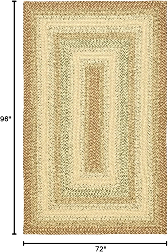 SAFAVIEH Washable Rug Outdoor Braided Collection - 6' x 8', Rust & Multi, Handmade & Reversible, Non-Shedding & Easy to Clean, Ideal for Patio, Backyard, Mudroom (BRD303A)