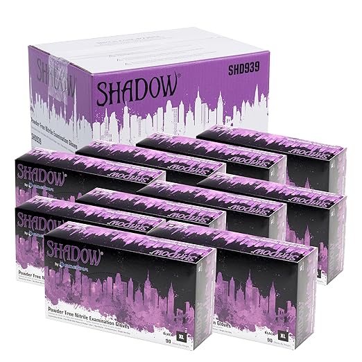 Adenna SHADOW Disposable Nitrile Gloves – 6 Mil, Medical Grade Exam Rubber Glove with Textured Grip, Non-Latex & Powder-Free, Case of 900, X-Large, Black