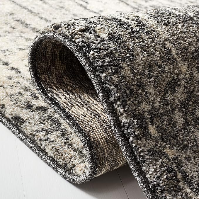SAFAVIEH Retro Collection Runner Rug - 2'3" x 18', Black & Light Grey, Modern Abstract Design, Non-Shedding & Easy Care, Ideal for High Traffic Areas in Living Room, Bedroom (RET2770-9079)