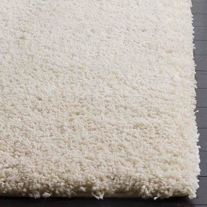 SAFAVIEH Santa Monica Shag Collection 3' x 5' Ivory SGN725 Solid Non-Shedding Living Room Bedroom Dining Room Entryway Plush 2-inch Thick Area Rug