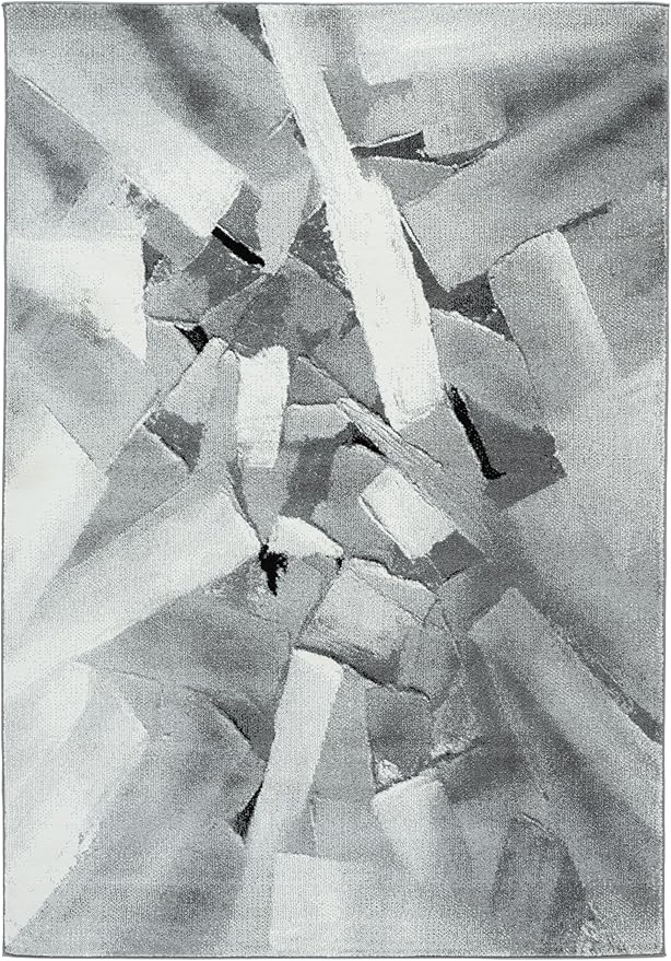 SAFAVIEH Porcello Collection Area Rug - 5'3" x 7'6", Ivory & Grey, Modern Abstract Pattern, Non-Shedding & Easy Care, Ideal for Living Room, Foyer, Bedroom (PRL6937F-5)