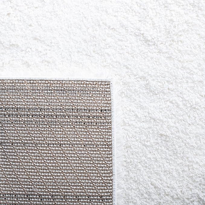 SAFAVIEH Santa Monica Shag Collection 5'3" x 7'6" White SGN725 Solid Non-Shedding Living Room Bedroom Dining Room Entryway Plush 2-inch Thick Area Rug