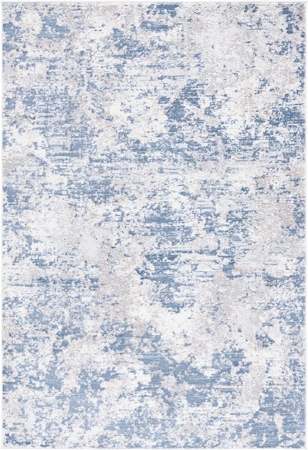 SAFAVIEH Amelia Collection Accent Rug - 4' x 6', Dark Blue & Grey, Modern Abstract Design, Non-Shedding & Easy Care, Ideal for High Traffic Areas in Living Room, Bedroom, Dining (ALA705M-4)