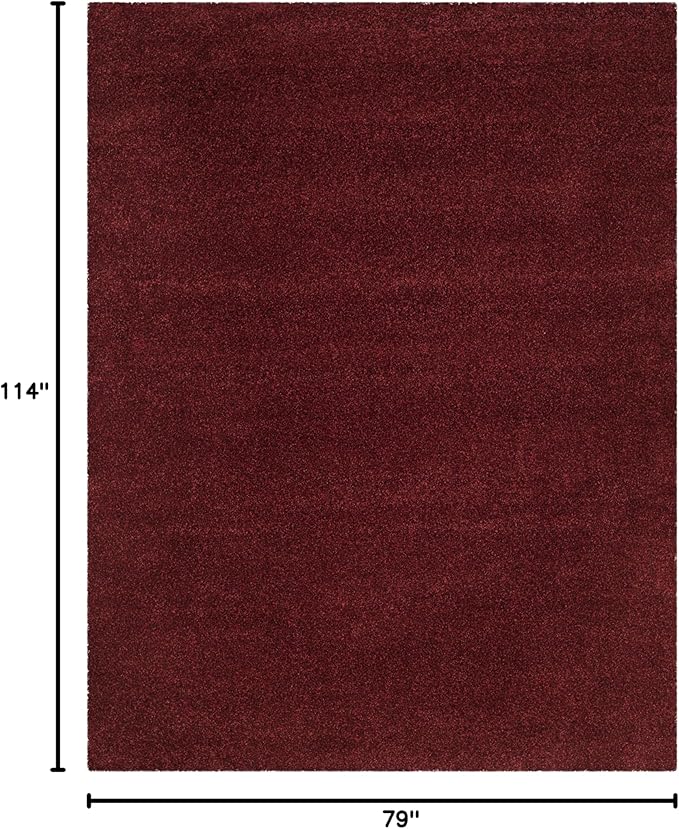 SAFAVIEH Santa Monica Shag Collection 6'7" x 9'6" Maroon SGN725 Solid Non-Shedding Living Room Bedroom Dining Room Entryway Plush 2-inch Thick Area Rug
