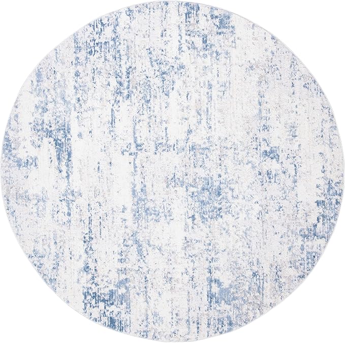 SAFAVIEH Amelia Collection 11' Round Ivory/Blue ALA700A Modern Abstract Non-Shedding Dining Room Entryway Foyer Living Room Bedroom Area Rug