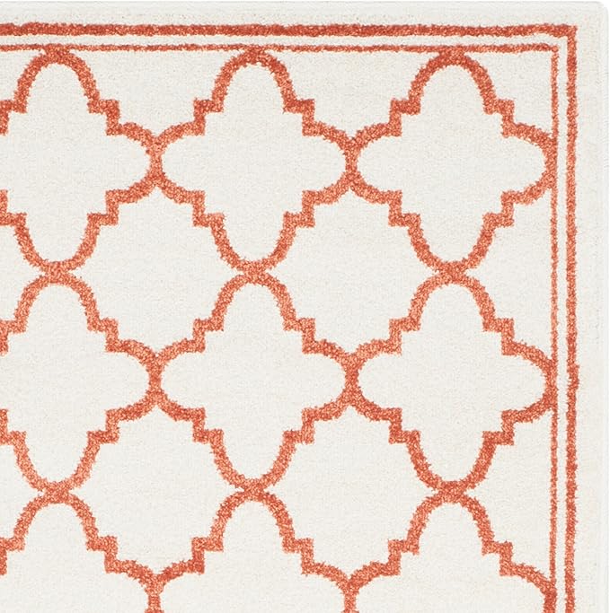 SAFAVIEH Amherst Collection Runner Rug - 2'3" x 9', Beige & Orange, Moroccan Trellis Design, Non-Shedding & Easy Care, Ideal for High Traffic Areas in Living Room, Bedroom (AMT422F)