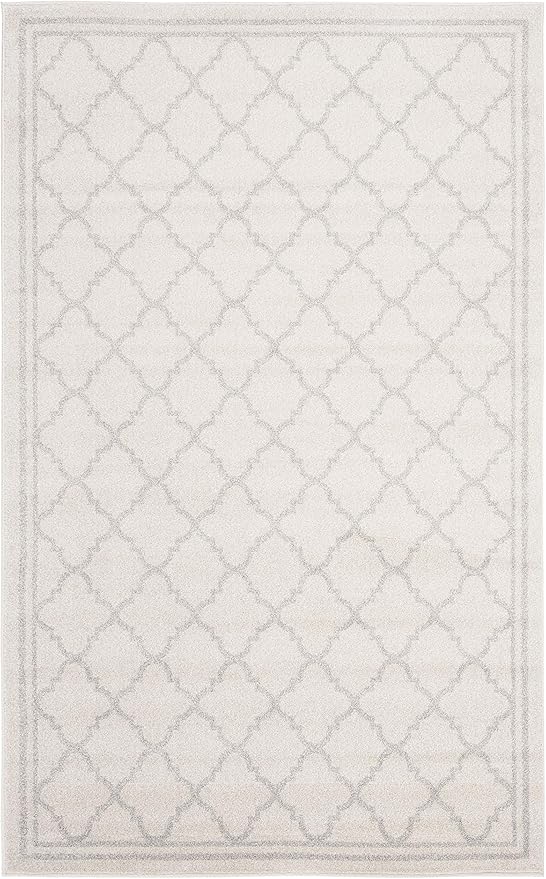 SAFAVIEH Amherst Collection Accent Rug - 4' x 6', Beige & Light Grey, Moroccan Trellis Design, Non-Shedding & Easy Care, Ideal for High Traffic Areas in Entryway, Living Room, Bedroom (AMT422E)