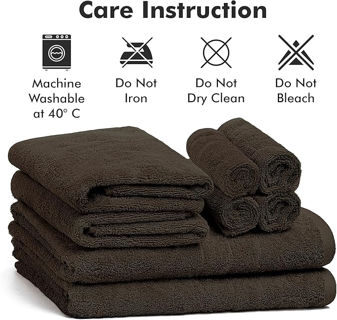 Bath Towels Set of 8 – 100% Cotton (Dark Brown) Bathroom Towel Set Bale Includes 2 Bath, 2 Hand, 4 Face Towels – Soft, Absorbent & Quick Dry Towel for Bathroom, Spa, Kitchen, Hotel Use
