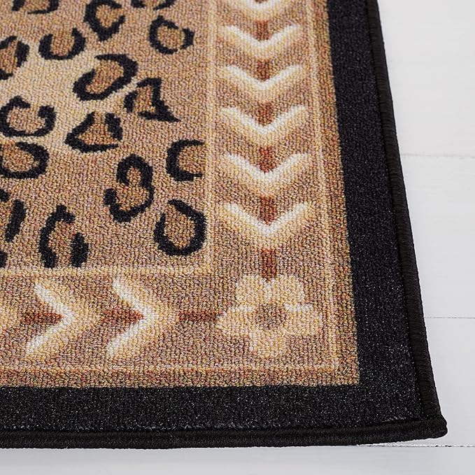 SAFAVIEH Washable Rug Journey Collection - 2'2" x 9', Beige & Black, Slip Resistant & Easy Cleaning, Ideal for Living Room, Hallway, Foyer, Nursery, Bedroom, Boys & Girls Room (JNY117B)